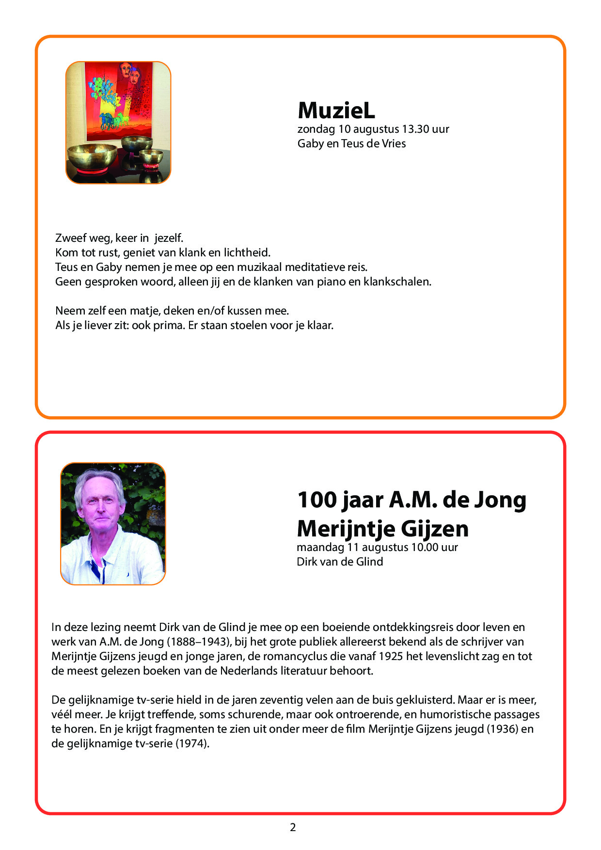 Overzicht Programma Zomerweek 2025